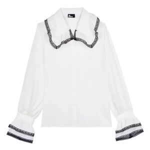 THE KOOPLES Silk Lace Trim Blouse